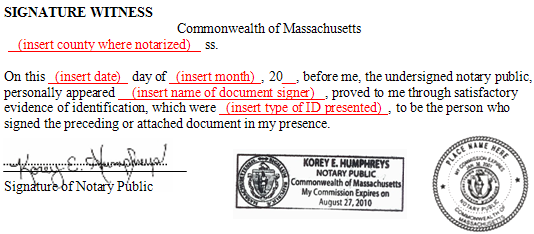 Massachusetts Notary Public